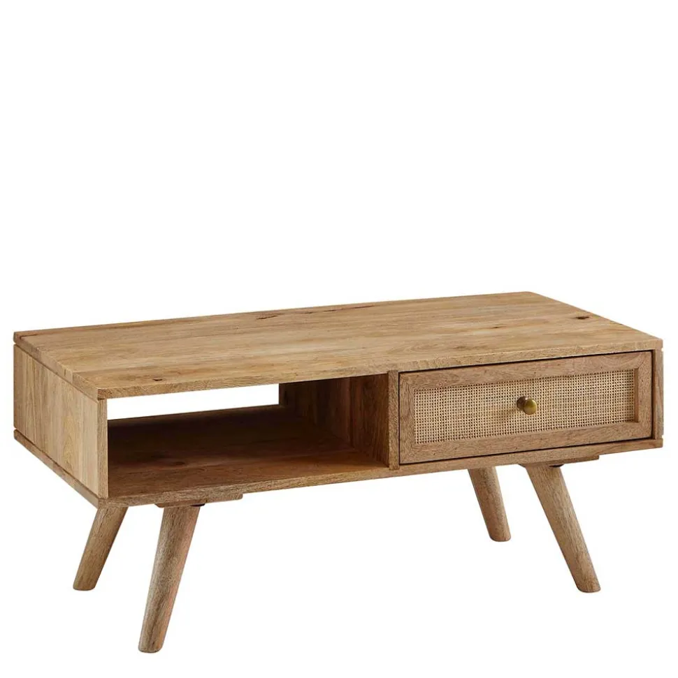 Mangoholz Couchtisch mit Fach & Schublade - Kanados