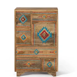 Mangoholz Kommode mit Ethno Ornamenten - Linall
