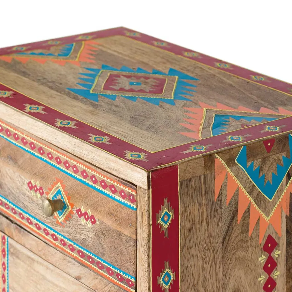 Mangoholz Kommode mit Ethno Ornamenten - Linall