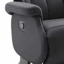 Manuell verstellbarer Ledersessel in Schwarz Vorena auf Tellergestell