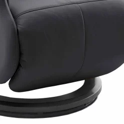 Manuell verstellbarer Ledersessel in Schwarz Vorena auf Tellergestell