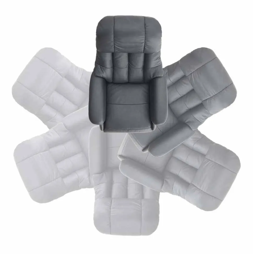 Manuell verstellbarer Ledersessel in Schwarz Vorena auf Tellergestell