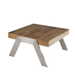 Markanter Beistelltisch aus Wildeiche massiv Rimini Stahl Gestell