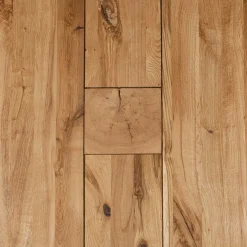 Markanter Beistelltisch aus Wildeiche massiv Rimini Stahl Gestell