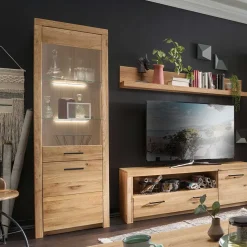 Massive Holzvitrine aus geölter Wildeiche - Loitons