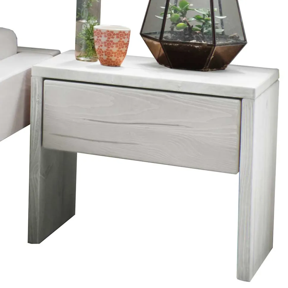 Massives Balkenbett in Weiß lasiert - Restania