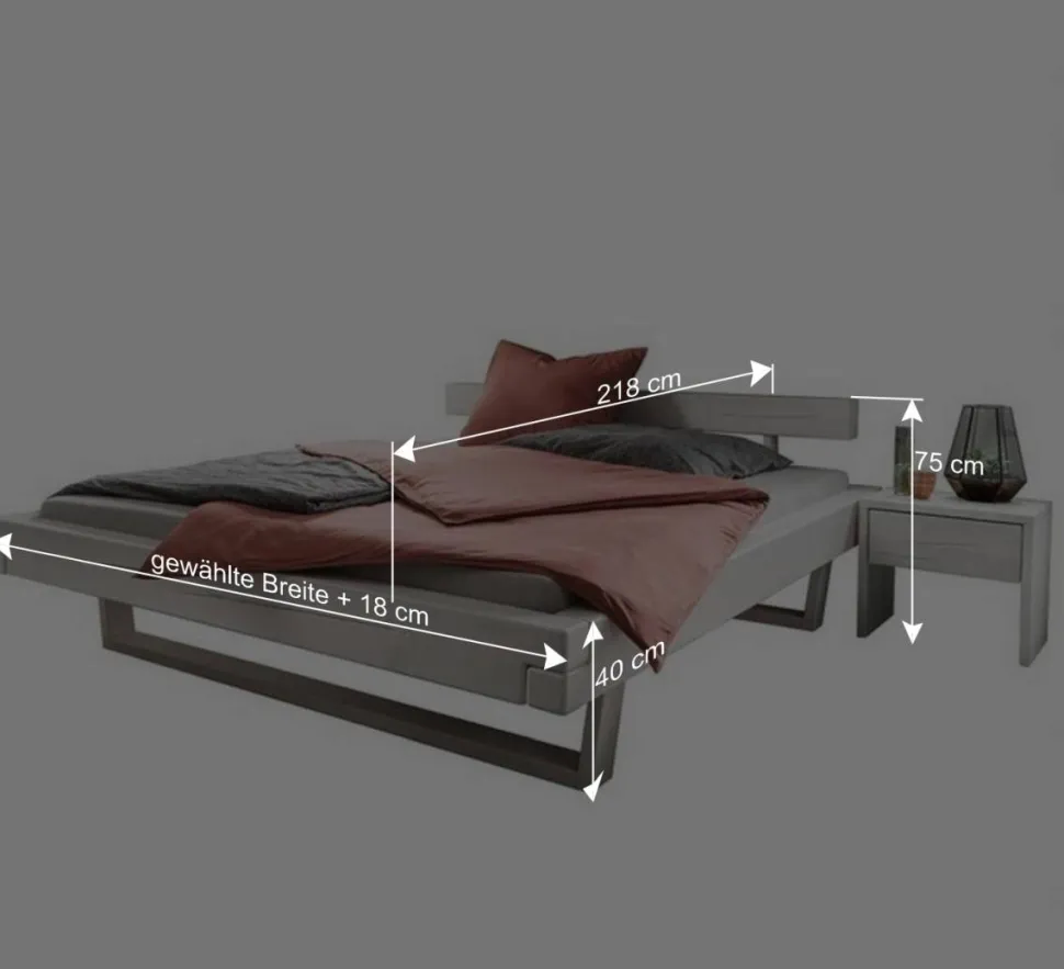Massives Balkenbett in Weiß lasiert - Restania