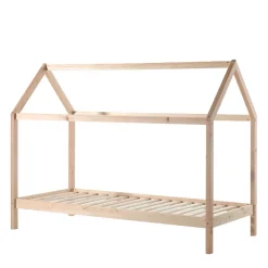 Massives Haus Kinderbett in Kiefer Natur - Luvrena