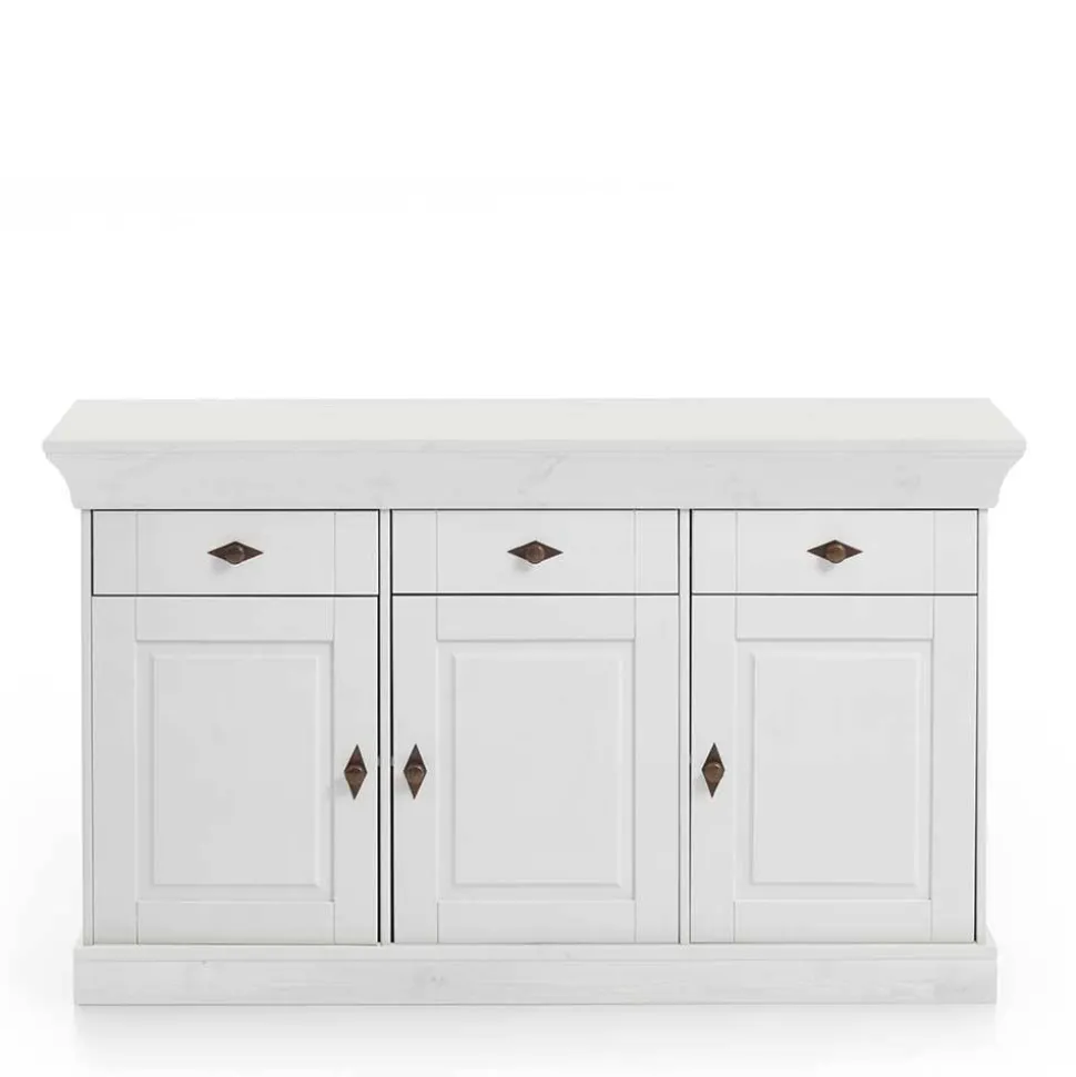 Massives Kiefer Sideboard Satumare in Weiß
