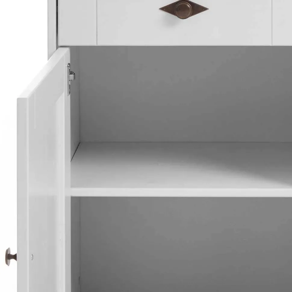 Massives Kiefer Sideboard Satumare in Weiß