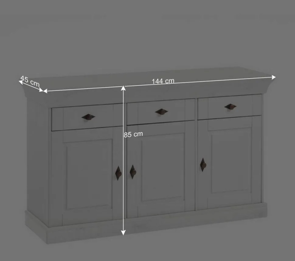 Massives Kiefer Sideboard Satumare in Weiß