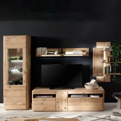 Massivholz Anbauwand in Eiche - Destal (vierteilig)