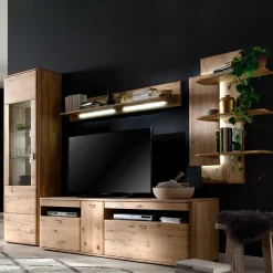 Massivholz Anbauwand in Eiche - Destal (vierteilig)