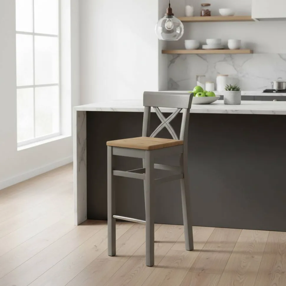 Massivholz Barstuhl Jytte im Landhausstil