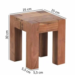 Massivholz Beistelltische Vislan im Set (dreiteilig)