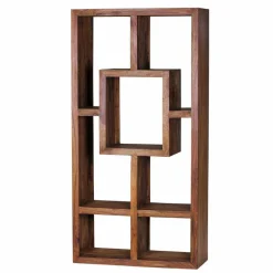 Massivholz Design Standregal Hoslo aus Sheesham klar lackiert