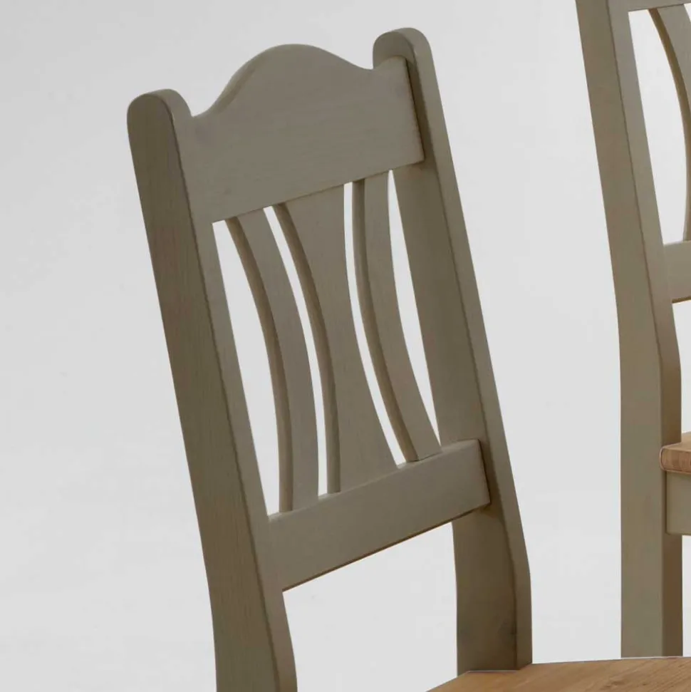 Massivholz Esszimmerstuhl Seramya in Grau (2er Set)