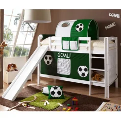 Massivholz Etagenbett mit Rutsche in Weiß - Podlan