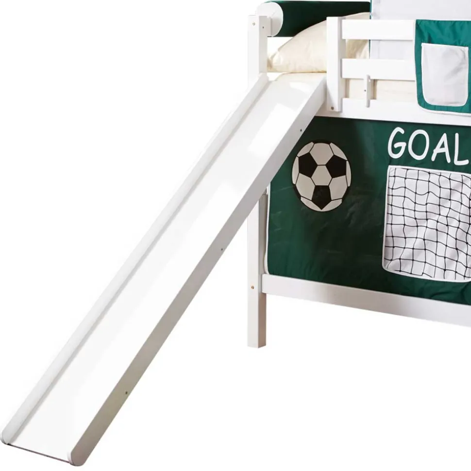 Massivholz Etagenbett mit Rutsche in Weiß - Podlan