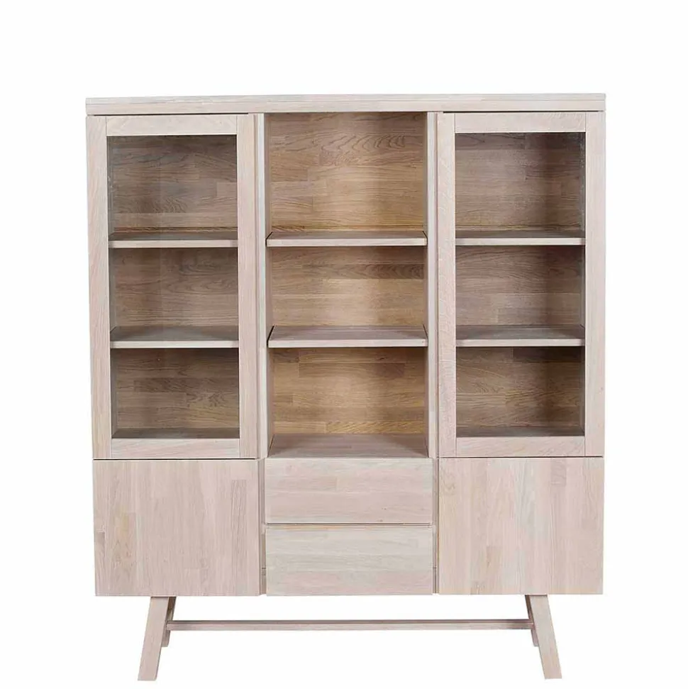 Massivholz Highboard Dioca aus Eiche White Wash