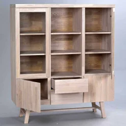 Massivholz Highboard Dioca aus Eiche White Wash