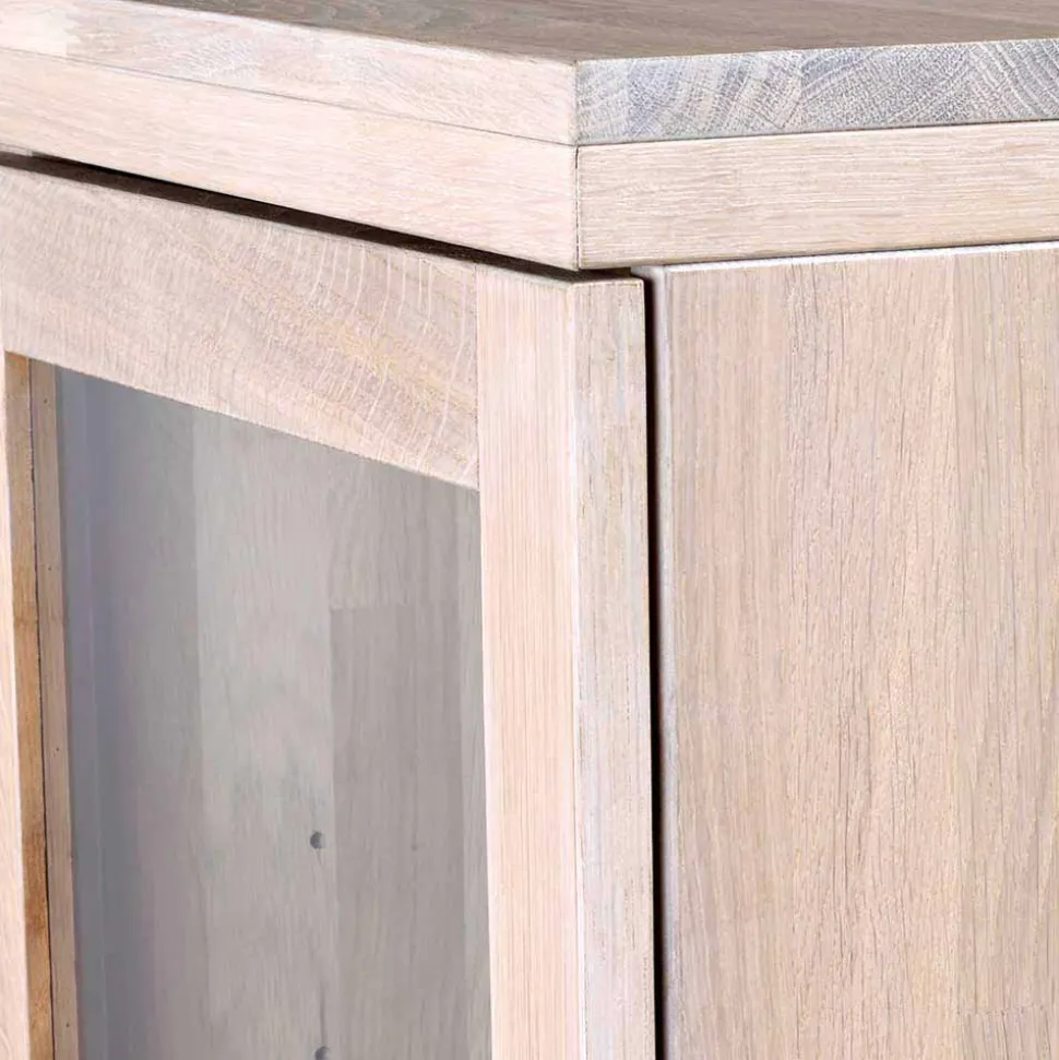 Massivholz Highboard Dioca aus Eiche White Wash