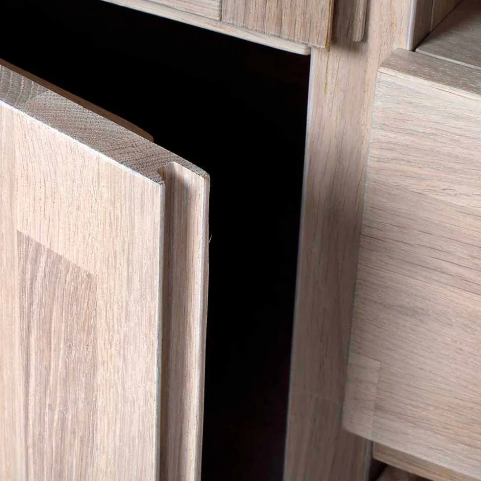 Massivholz Highboard Dioca aus Eiche White Wash