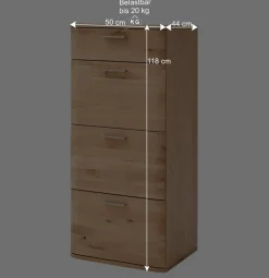 Massivholz Hochkommode aus Eiche - Mabasa