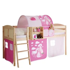 Massivholz Kinderhochbett in Kieferfarben - Atomas