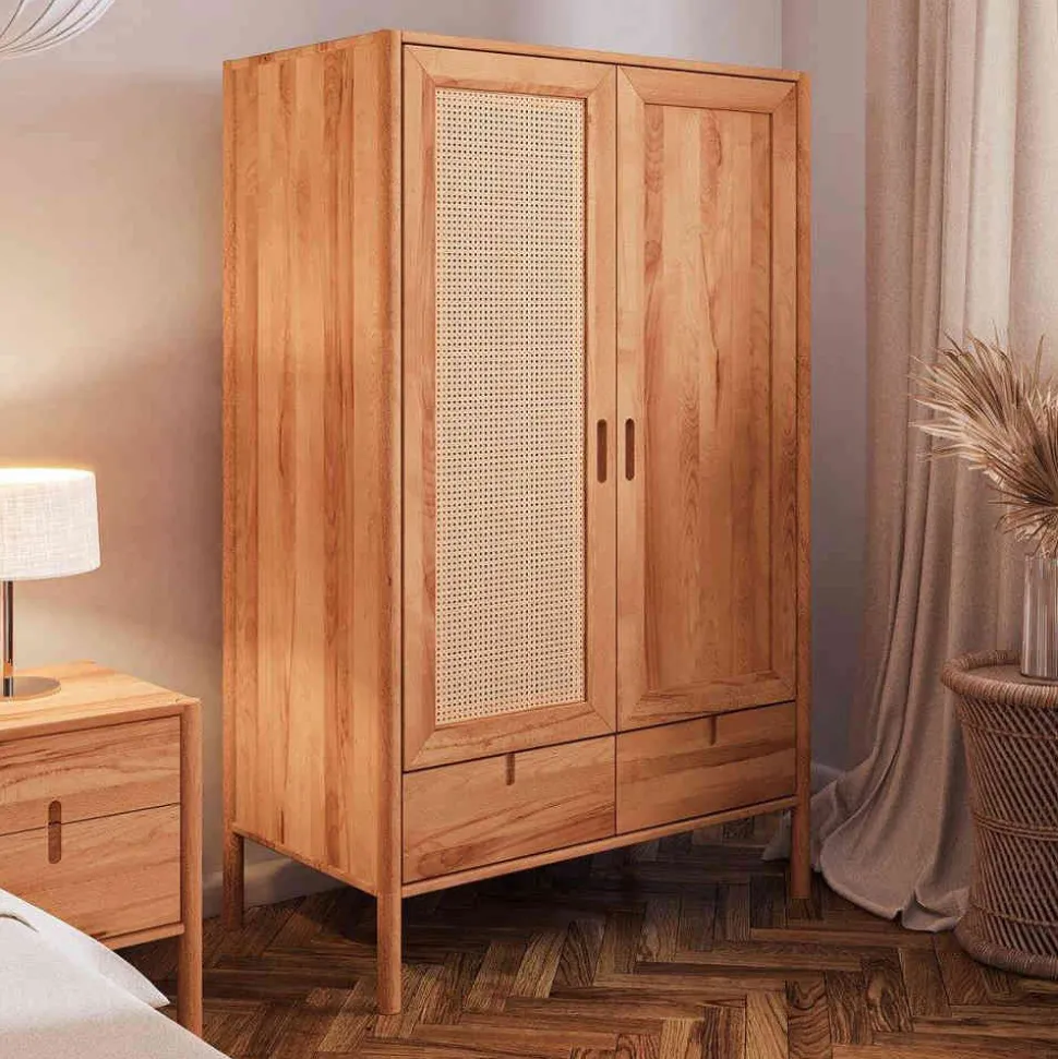 Massivholz Kleiderschrank mit 2 Türen & Schublade - Indrya
