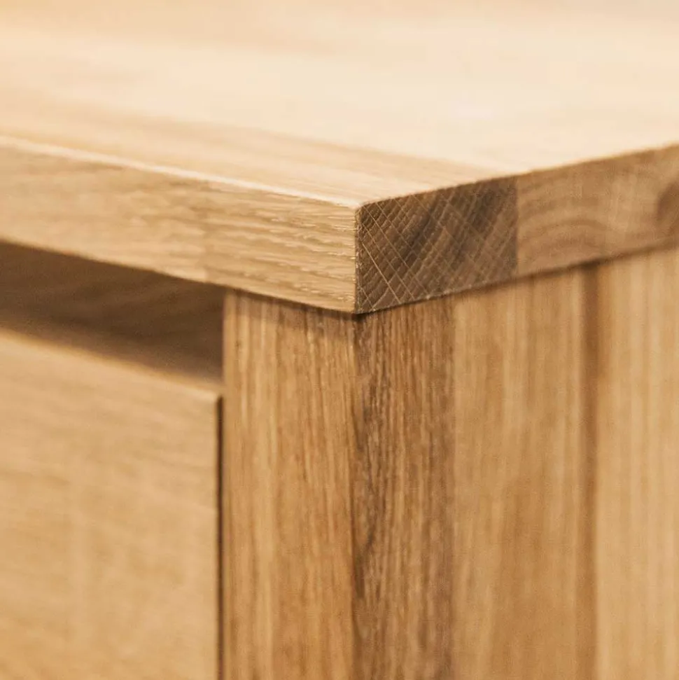 Massivholz Nachtkommode Nadalia aus Wildeiche geölt