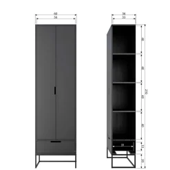 Massivholz Schrank in Schwarz - Almery