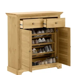 Massivholz Schuhschrank mit Lamellentüren - Zavieca