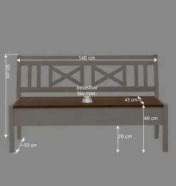 Massivholz Sitzbank Barlad in Weiß Braun