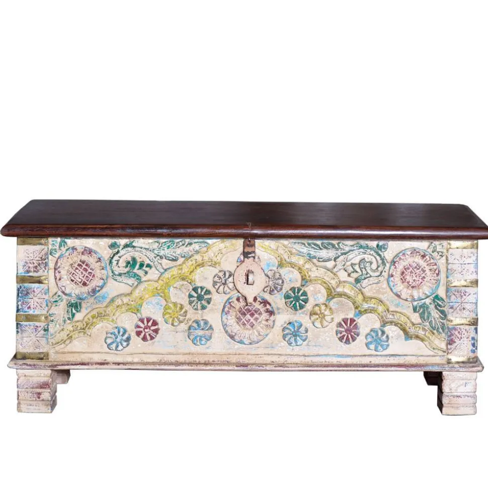 Massivholz Truhe im Boho Style - Akeno