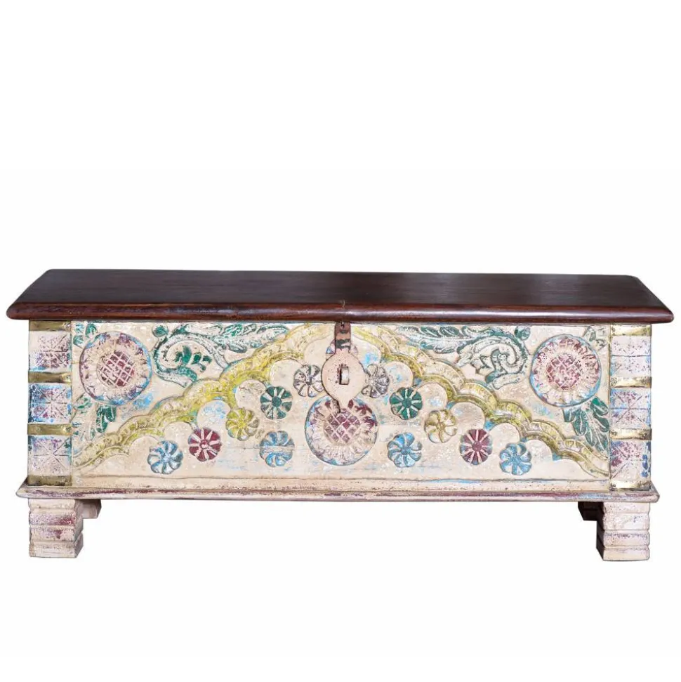 Massivholz Truhe im Boho Style - Akeno