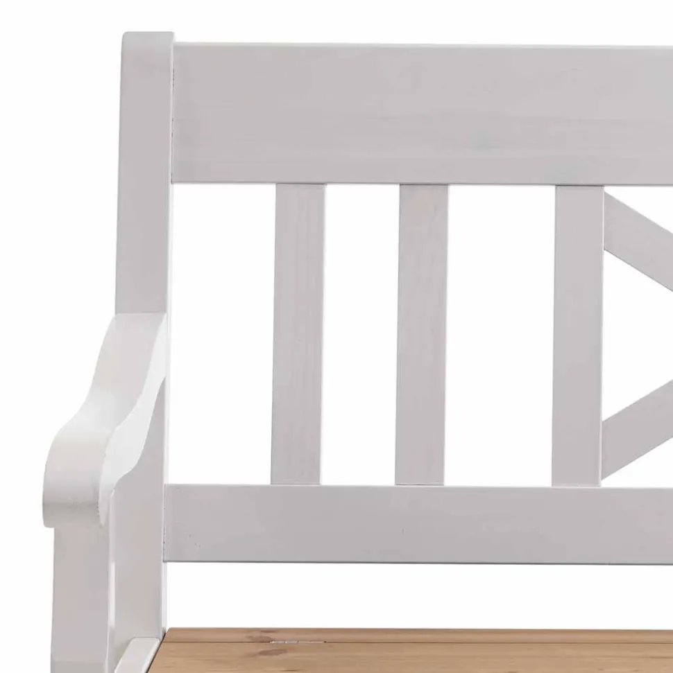 Massivholz Truhenbank Lugon aus Kiefer Weiß Braun