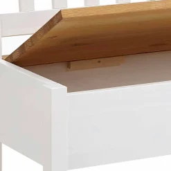 Massivholz Truhenbank Molzau in Weiß