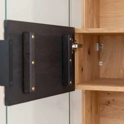 Massivholz Vitrine in Eiche mit Schwarz - Eribella