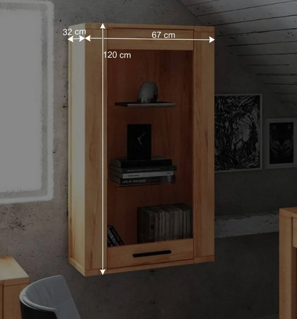 Massivholz Wandvitrine Mosniak aus Kernbuche geölt