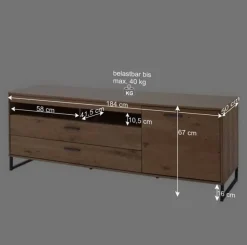 Massivholz Wohnwand Möbel Set - Assela (dreiteilig)
