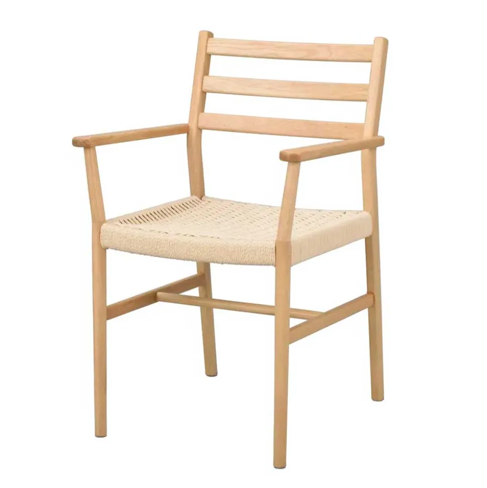 Massivholz-Armlehnenstuhl mit Geflechtsitz - Asko