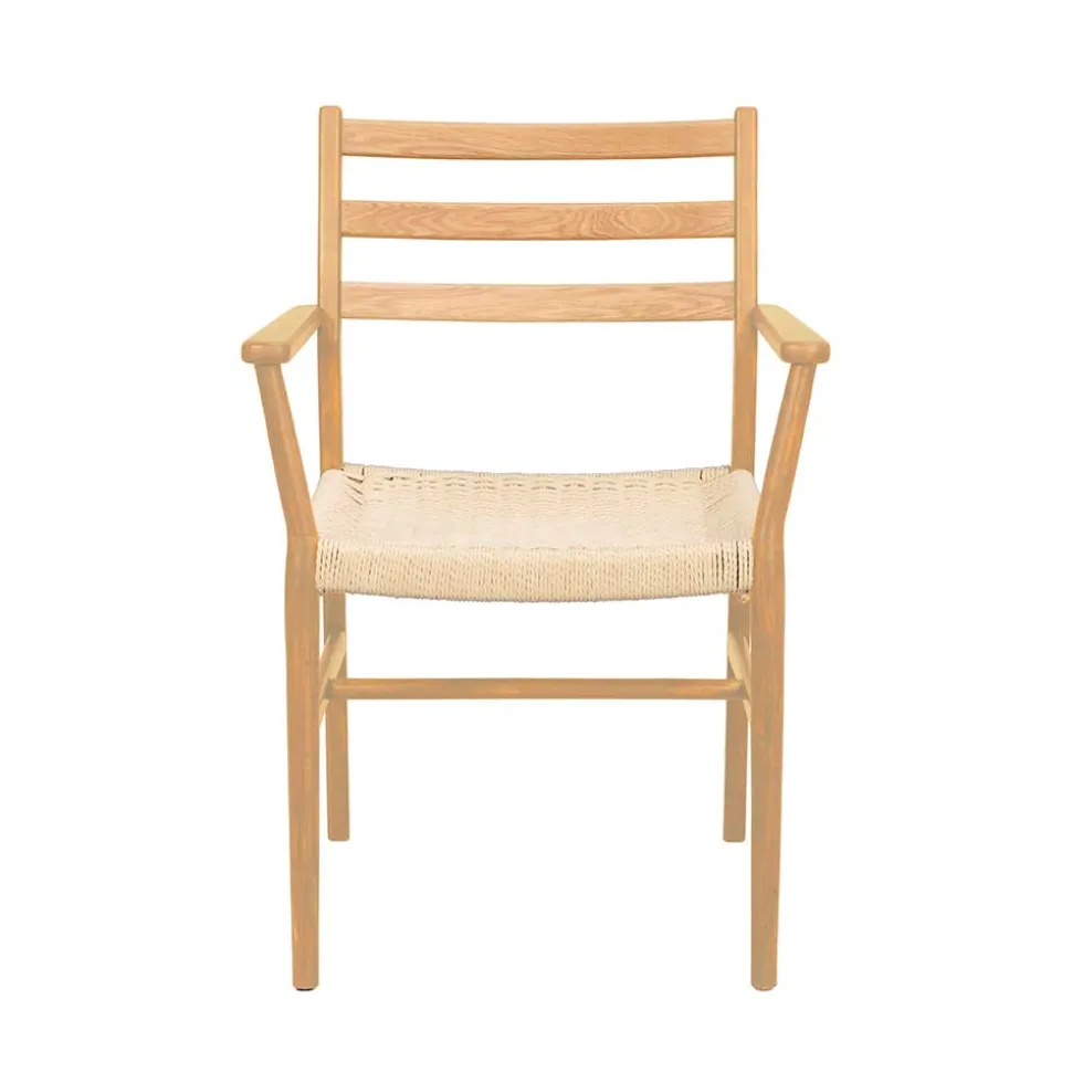 Massivholz-Armlehnenstuhl mit Geflechtsitz - Asko