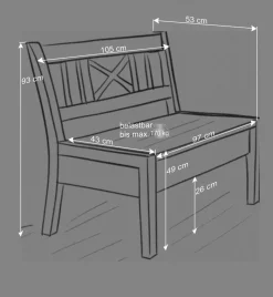 Massivholzbank Jytte aus Kiefer gelaugt