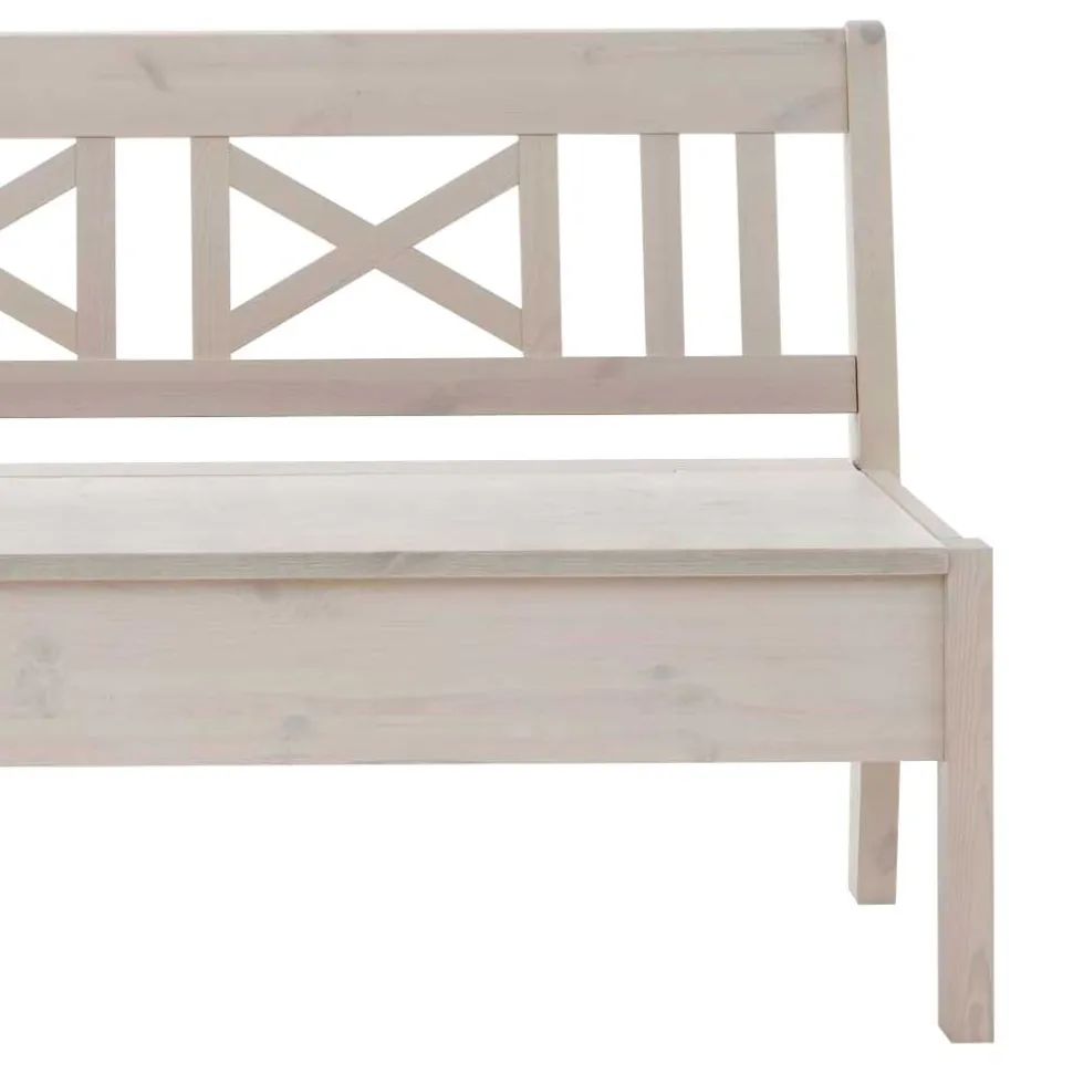 Massivholzbank Onesti in Weiß Kiefer