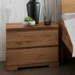 Massivholzbett & 2 Nachtkommoden - Esvilda (dreiteilig)