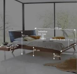 Massivholzbett Second mit schrägen Füßen
