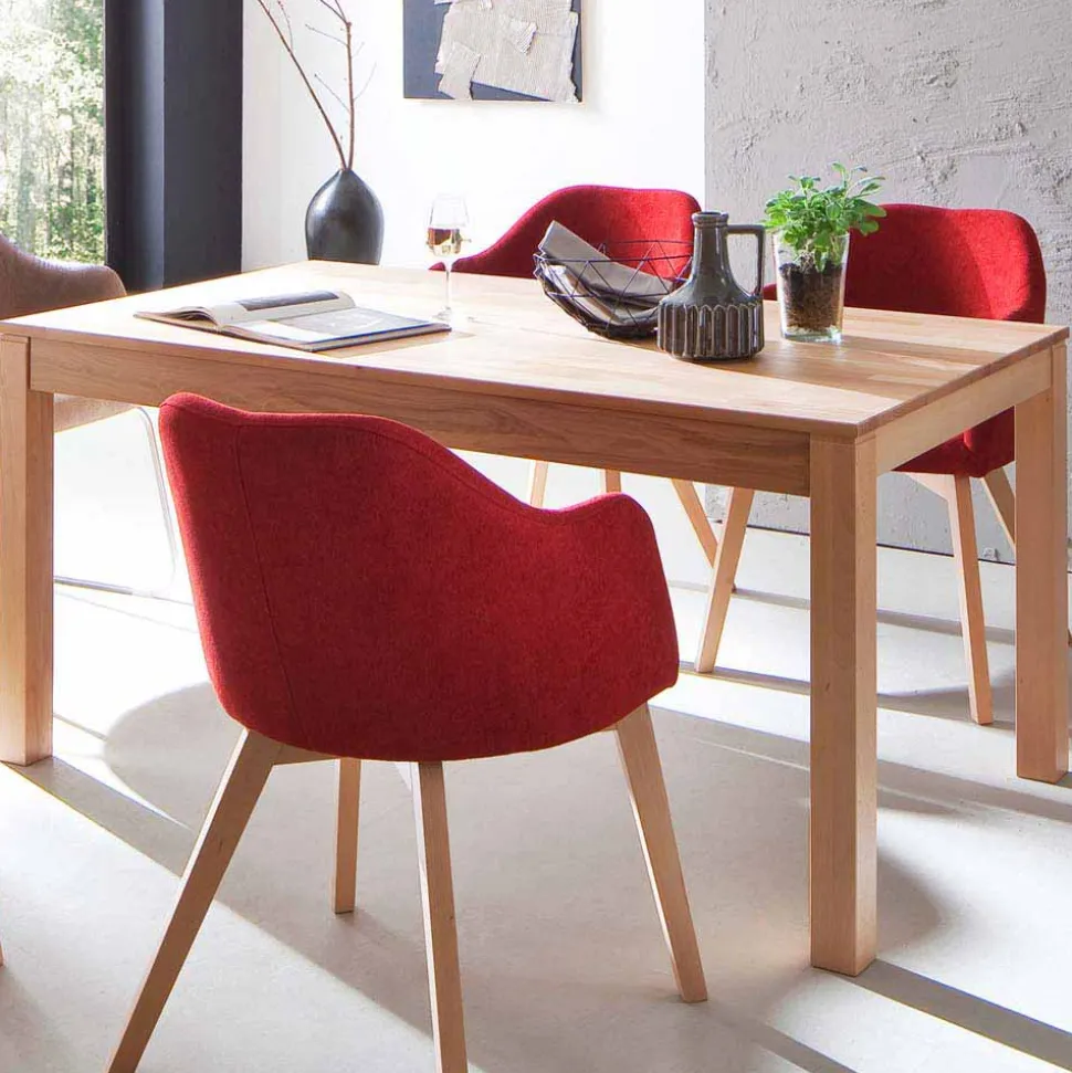 Massivholztisch mit 1 oder 2 Einlegeplatten Zanima aus lackierter Kernbuche