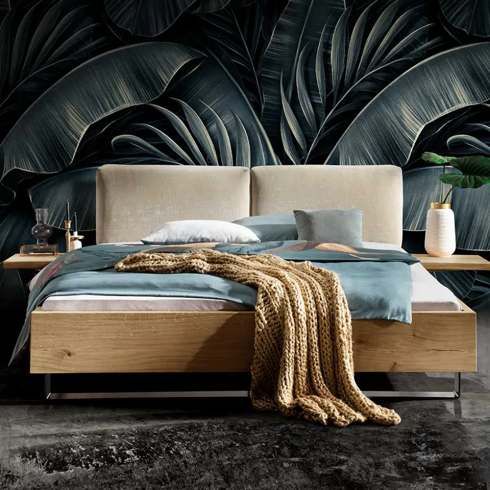 Material Mix Doppelbett und Nachttischen - Kaldes (dreiteilig)