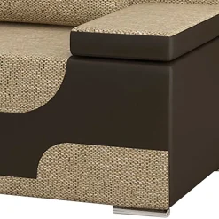 Material-Mix-Schlafsofa in Beige und Braun - Swan